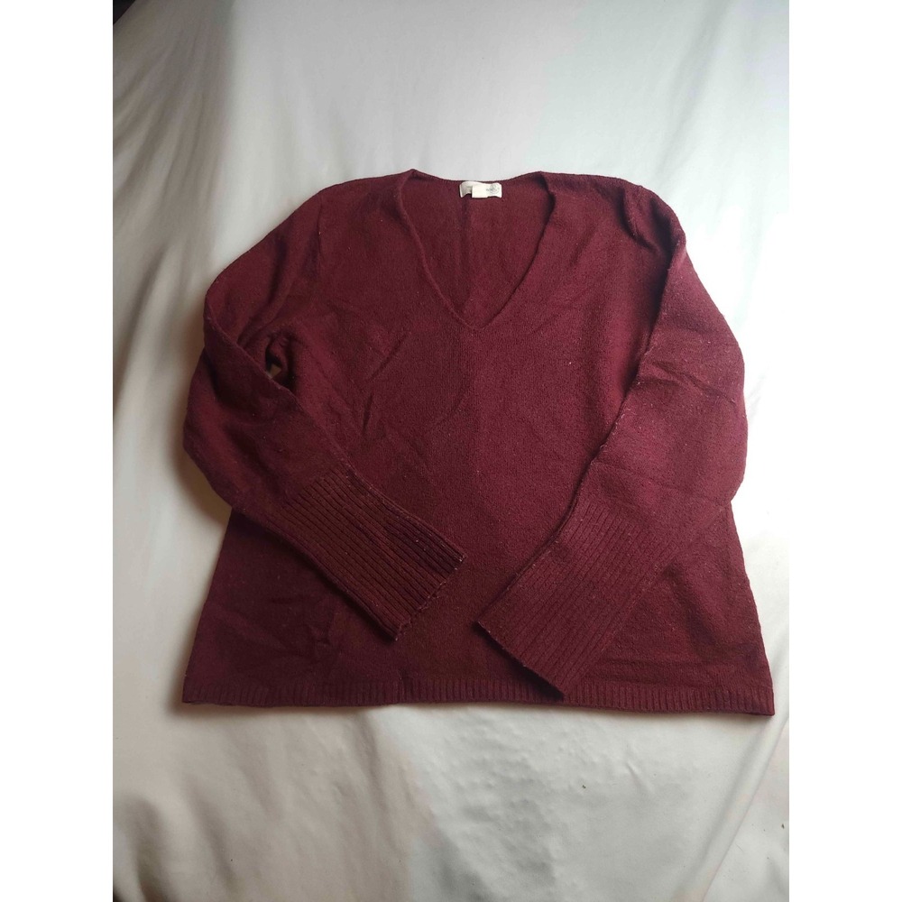 Treasure & Bond Knit Sweater Womens Large Maroon V-Neck Pullover Long Sleeve